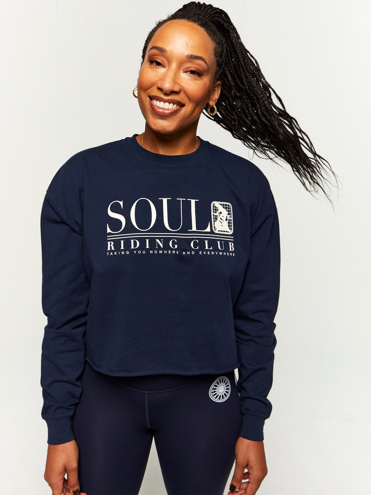 NAVY JULIA CROP LONG SLEEVE
